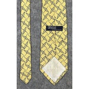 Polo Ralph Lauren Geometric Tie Yellow Silk Handmade in USA Necktie Vintage
